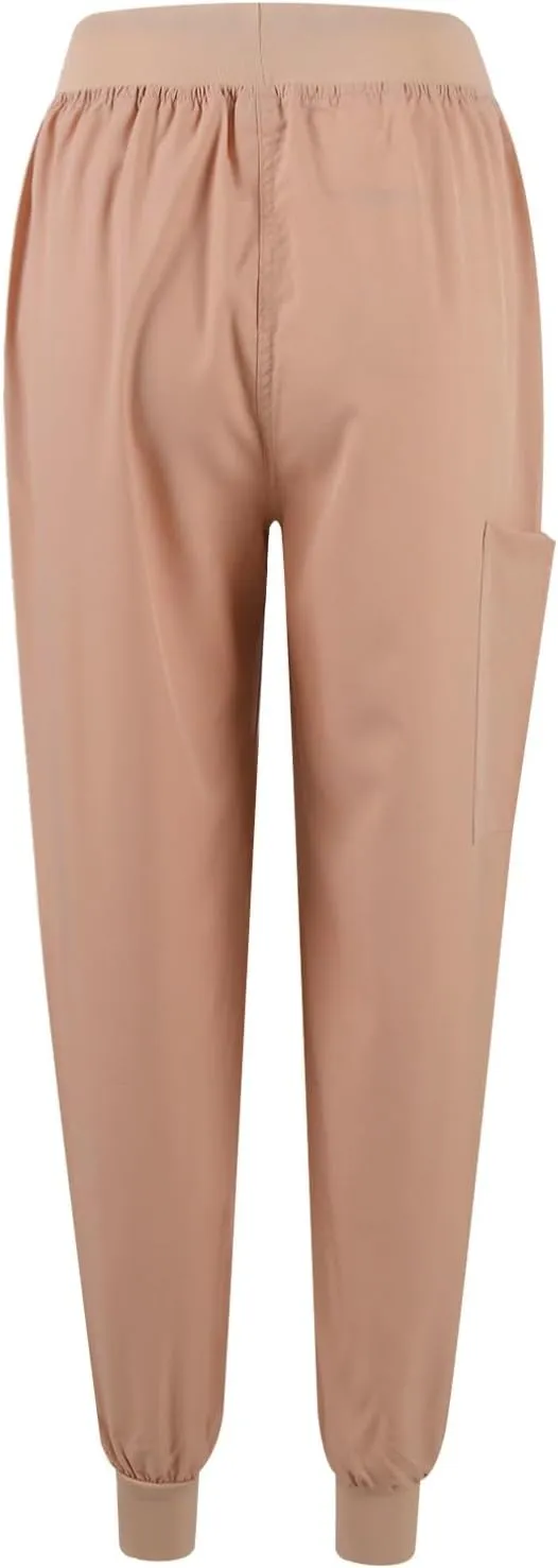 Scrubs for Women Set Stretch V-Neck Scrub Tops with Pockets & Cargo Pant Quick Drying Solid Nurse Work Uniform