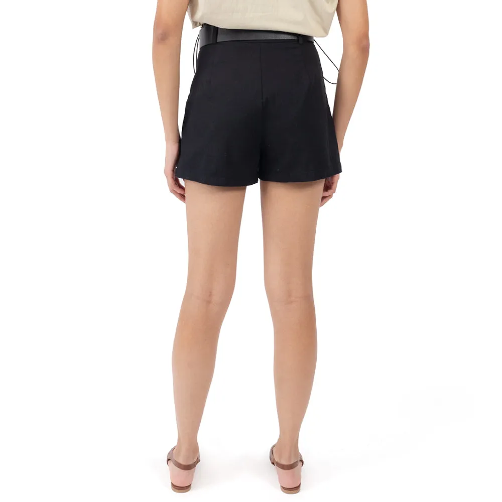 SHORT LIGERO CON CINTURÓN COLOR NEGRO PARA MUJER FOREVER 21