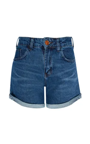 SHORTS JEANS C3 BLUE WASH BARRA DOBRADA