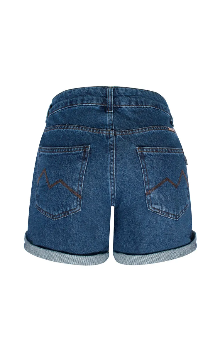 SHORTS JEANS C3 BLUE WASH BARRA DOBRADA
