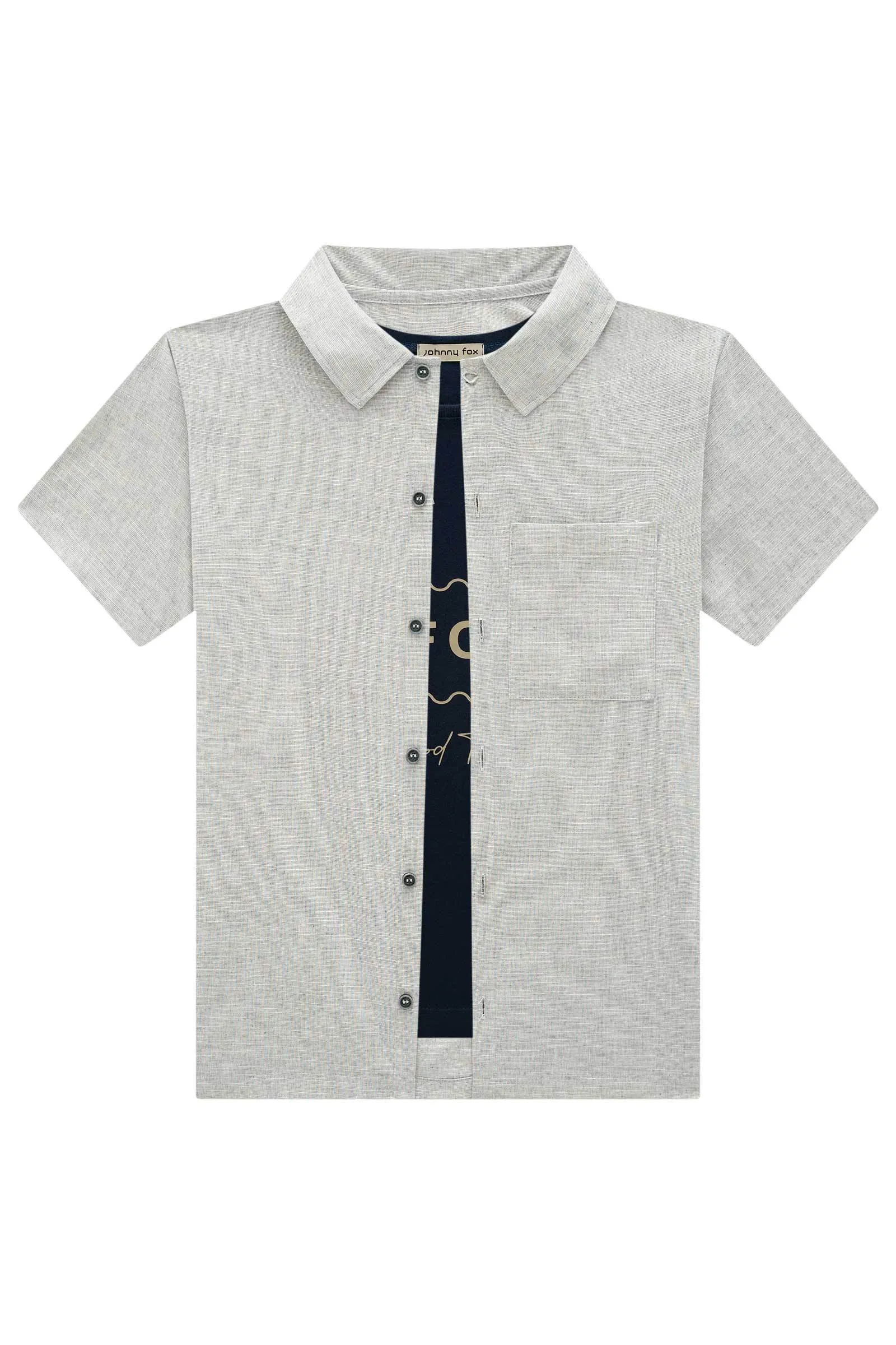 Trio de Camisa em Tecido Verano Milano Camiseta em Meia Malha e Bermuda em Sarja Stretch  78635 Johnny Fox
