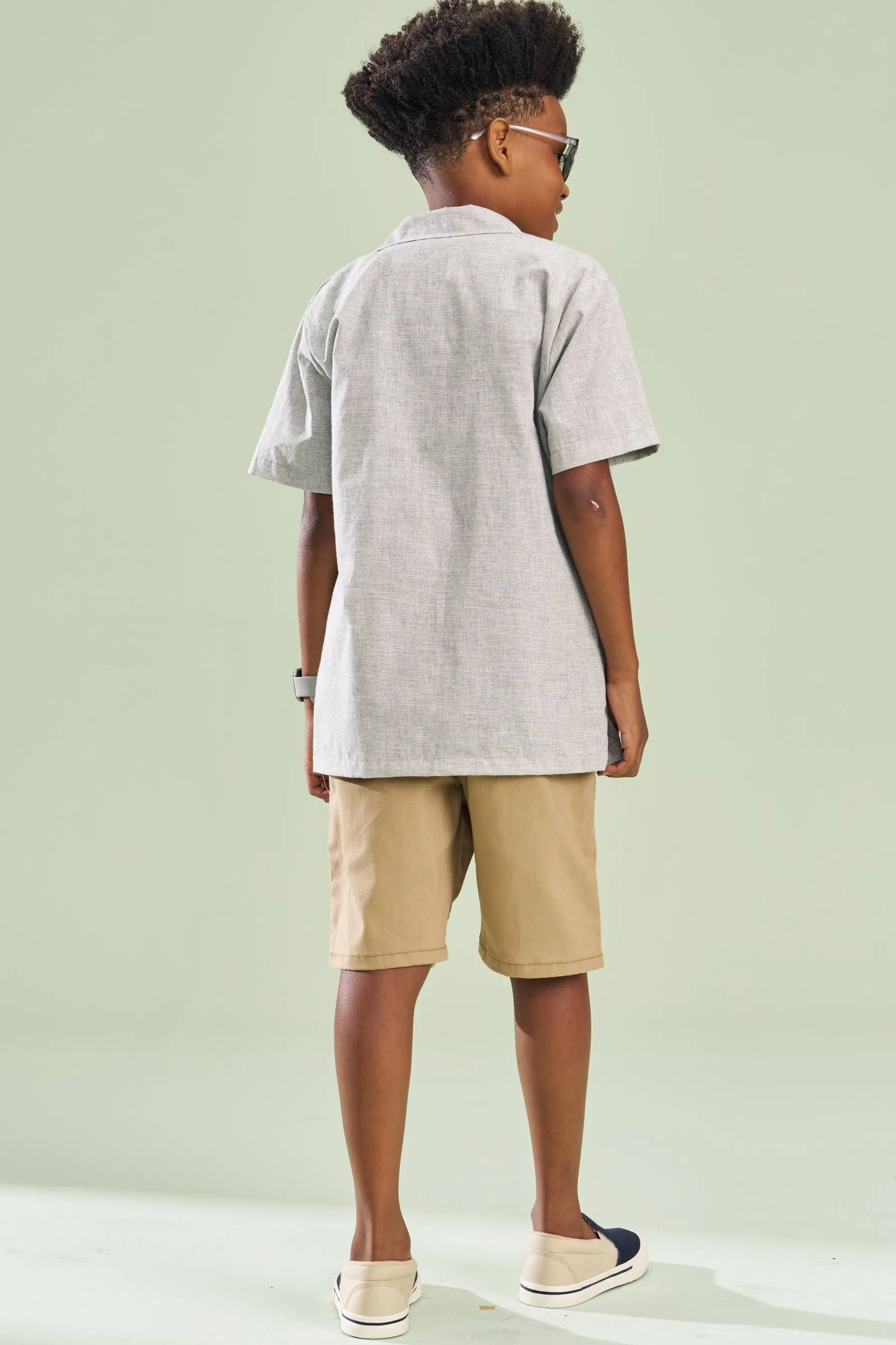 Trio de Camisa em Tecido Verano Milano Camiseta em Meia Malha e Bermuda em Sarja Stretch  78635 Johnny Fox