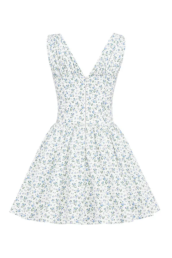 Vestido Curto Modelador Algodão Floral Modelo Fabrizia