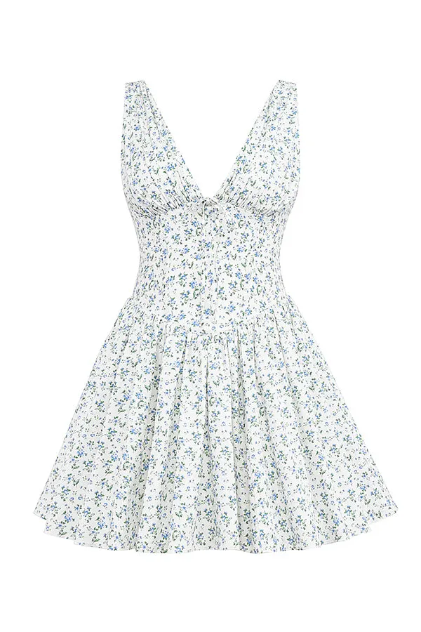 Vestido Curto Modelador Algodão Floral Modelo Fabrizia