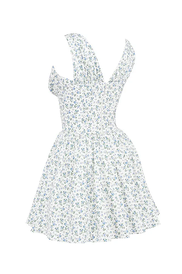 Vestido Curto Modelador Algodão Floral Modelo Fabrizia