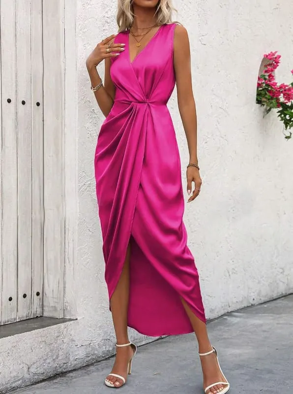 Vestido de Festa Longo Regata Cetim