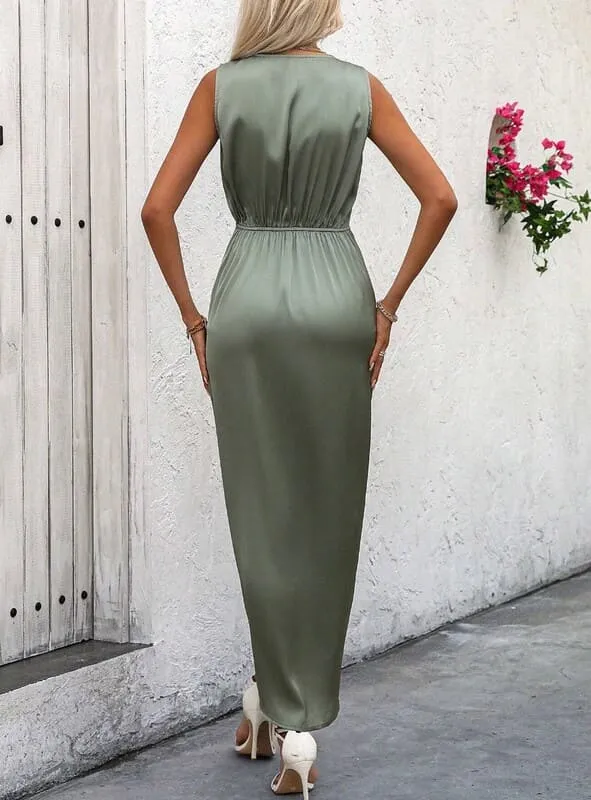 Vestido de Festa Longo Regata Cetim