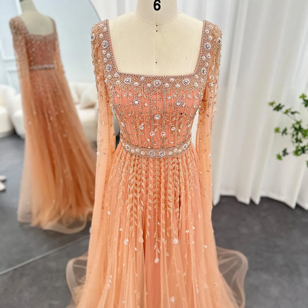Vestido de Festa Maxi Luxo Decorado com Cascata de Cristais - Modelo Especial