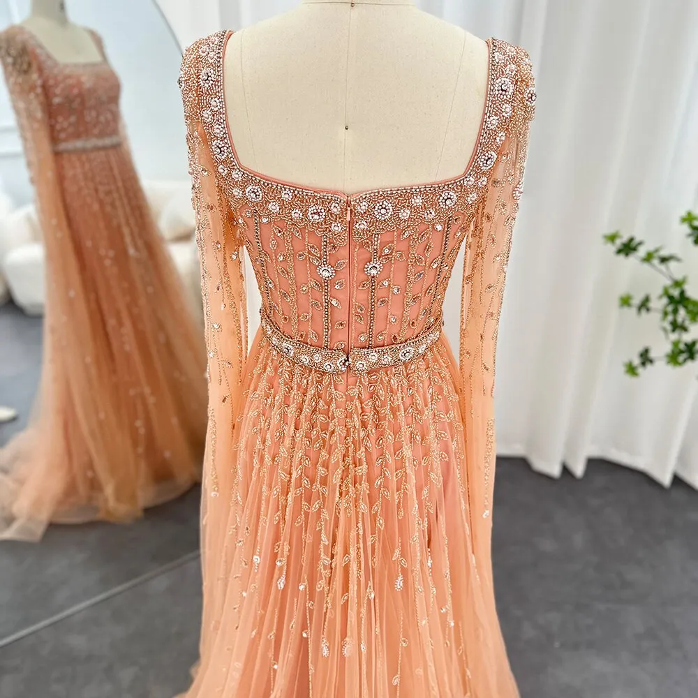 Vestido de Festa Maxi Luxo Decorado com Cascata de Cristais - Modelo Especial