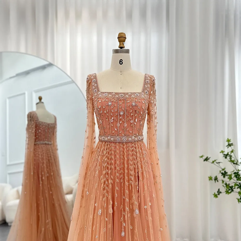 Vestido de Festa Maxi Luxo Decorado com Cascata de Cristais - Modelo Especial