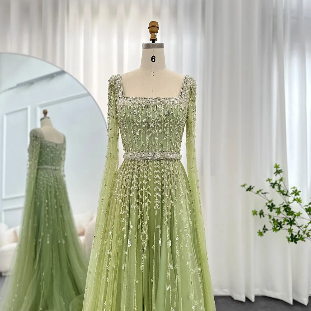 Vestido de Festa Maxi Luxo Decorado com Cascata de Cristais - Modelo Especial