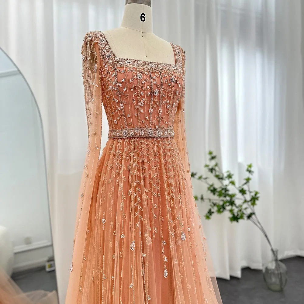 Vestido de Festa Maxi Luxo Decorado com Cascata de Cristais - Modelo Especial