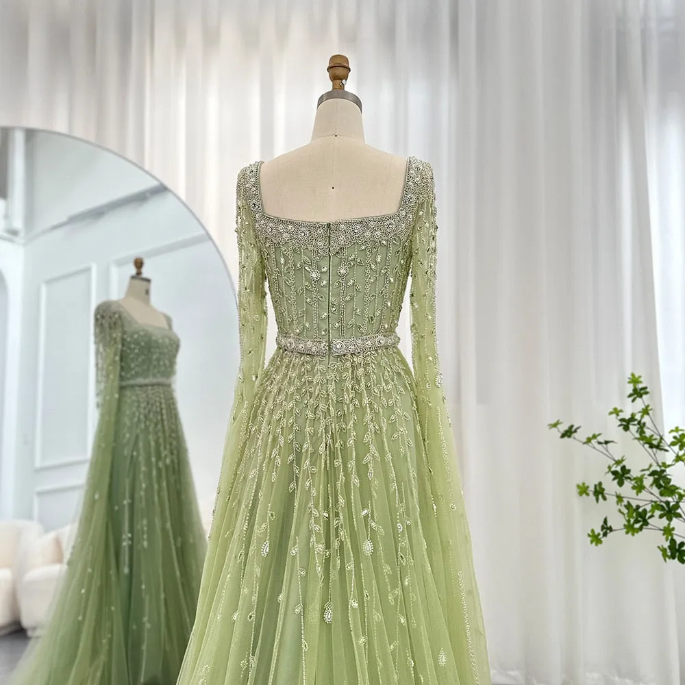 Vestido de Festa Maxi Luxo Decorado com Cascata de Cristais - Modelo Especial