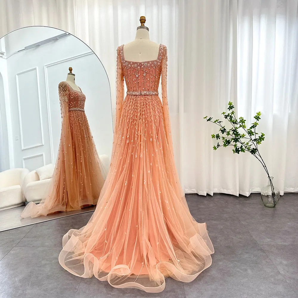 Vestido de Festa Maxi Luxo Decorado com Cascata de Cristais - Modelo Especial