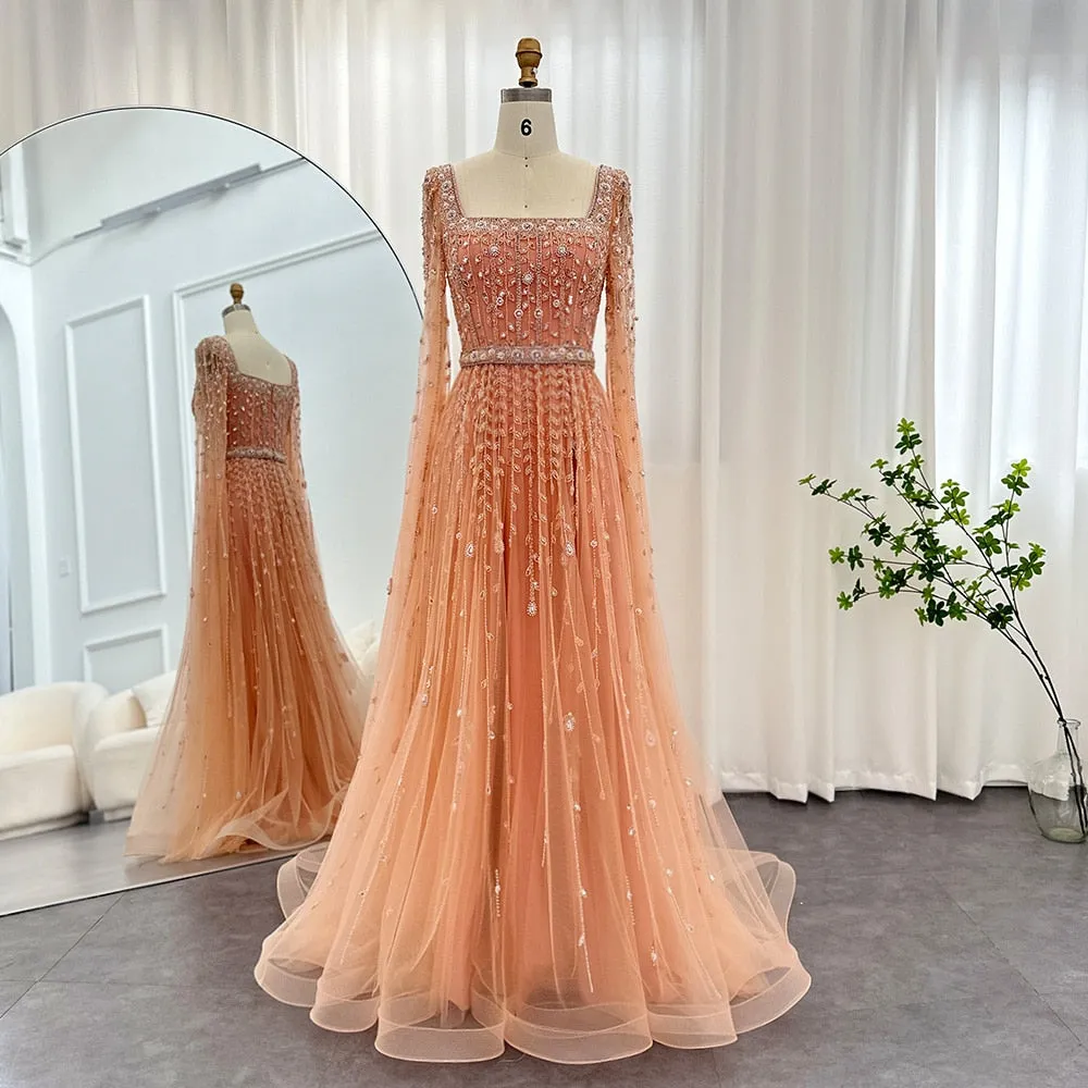 Vestido de Festa Maxi Luxo Decorado com Cascata de Cristais - Modelo Especial