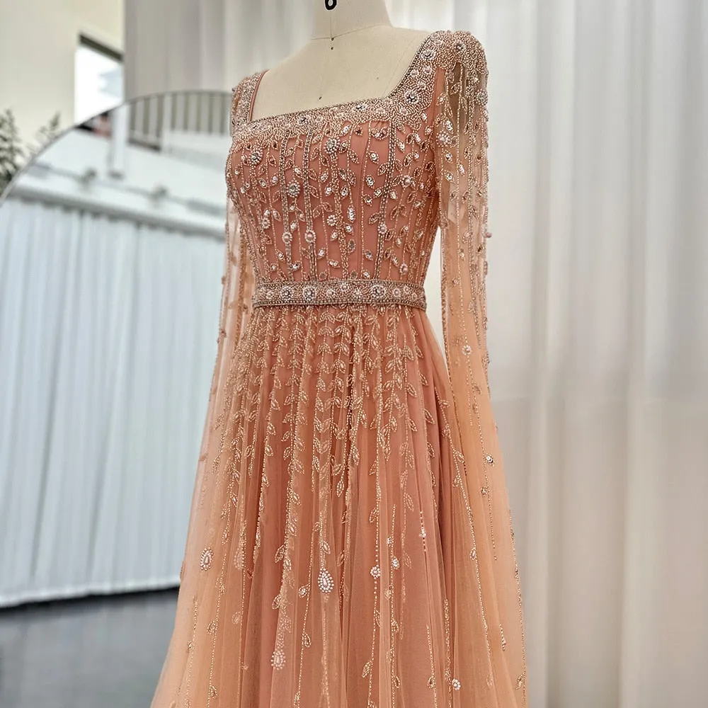 Vestido de Festa Maxi Luxo Decorado com Cascata de Cristais - Modelo Especial