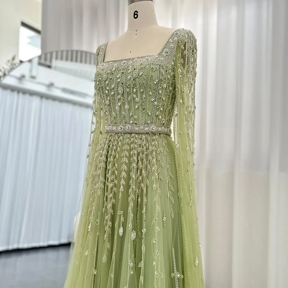 Vestido de Festa Maxi Luxo Decorado com Cascata de Cristais - Modelo Especial
