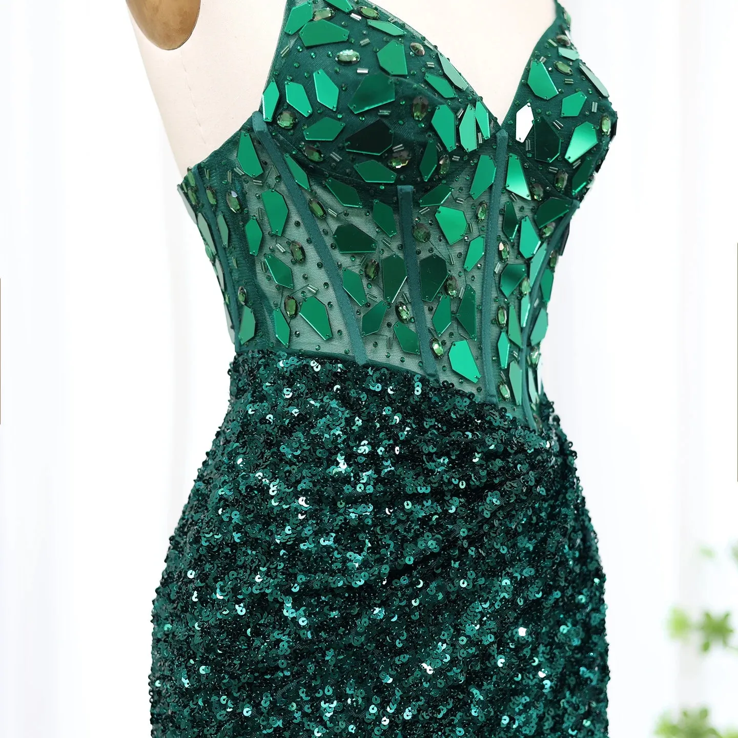 Vestido de Festa Midi com Brilho Verde e Alça - Modelo Especial