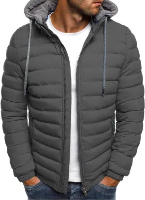 Winter Jackets for Men Lightweight Puffer Jacket with Hood Full Zip Up Padded Coat Packable Quilted Down Jacket