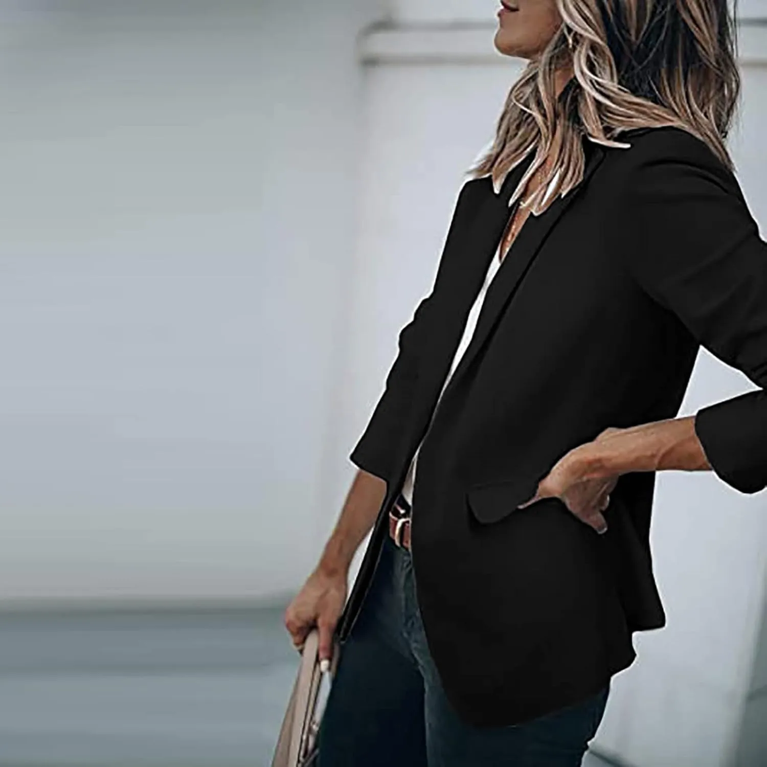 Women's Blazers Casual Lapel Open Front Long Sleeve Work Office Suit Jacket Coat Casual Blazer