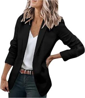 Women's Blazers Casual Lapel Open Front Long Sleeve Work Office Suit Jacket Coat Casual Blazer
