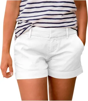 Women's Comfort Tailored Stretch Cotton Solid and Novelty Short Relaxed Fit Casual High Waist Pocketed Denim Shorts