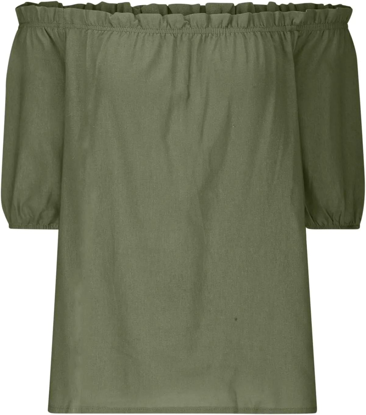 Womens Off Shoulder Tops Linen Cotton Tunic Tops Long Sleeves Ruffle Balloon Sleeve Shirts Summer Casual Blouses
