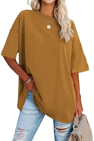 Women's Plus Size T Shirts Oversized Basic Tees Summer Short Sleeve Round Neck Loose Fit Comfy Tunic Tops