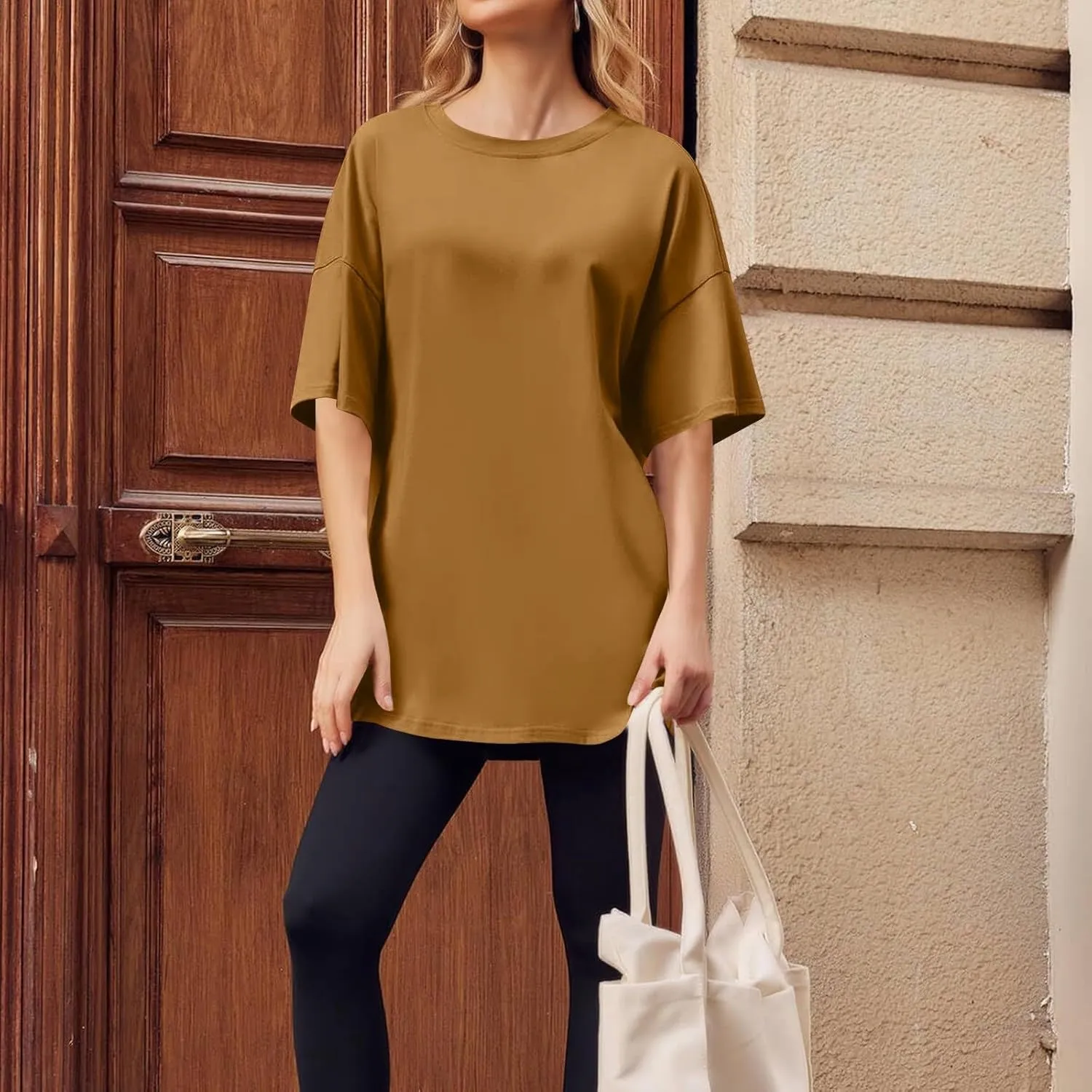 Women's Plus Size T Shirts Oversized Basic Tees Summer Short Sleeve Round Neck Loose Fit Comfy Tunic Tops