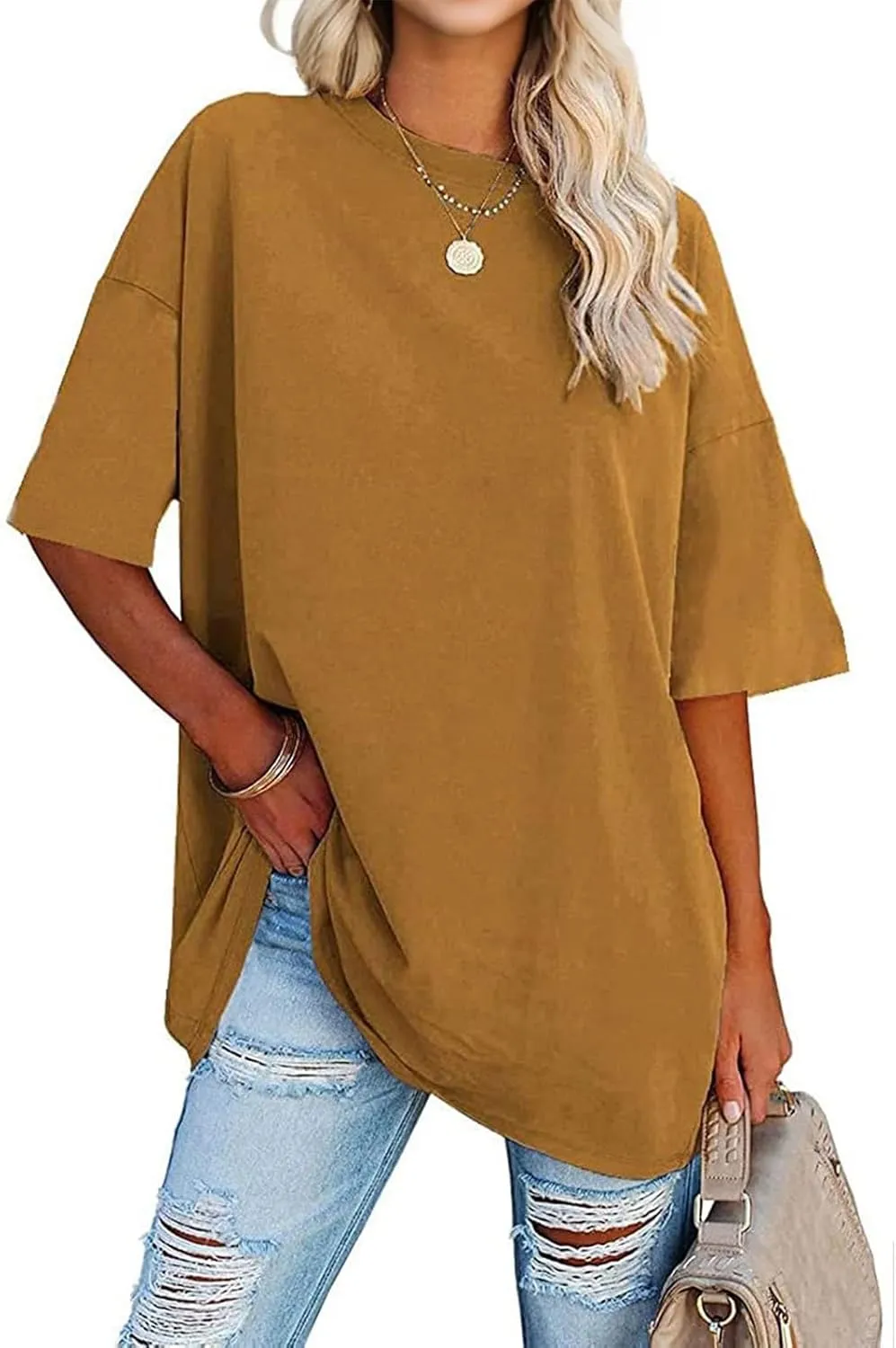 Women's Plus Size T Shirts Oversized Basic Tees Summer Short Sleeve Round Neck Loose Fit Comfy Tunic Tops