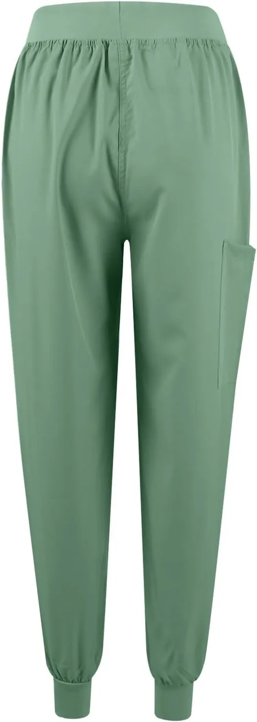 Women's V-Neck Stretch Fit Scrub Top & Jogger Scrubs Pants Multi Pocket Medical Nurse Uniforms Set
