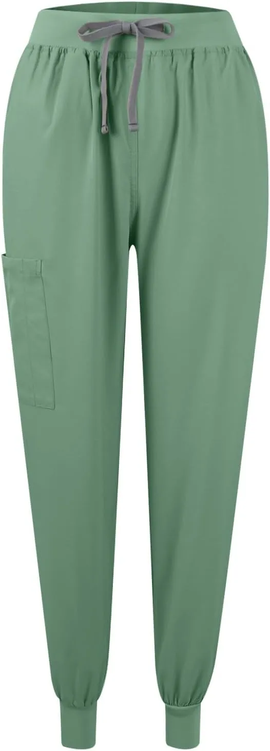 Women's V-Neck Stretch Fit Scrub Top & Jogger Scrubs Pants Multi Pocket Medical Nurse Uniforms Set