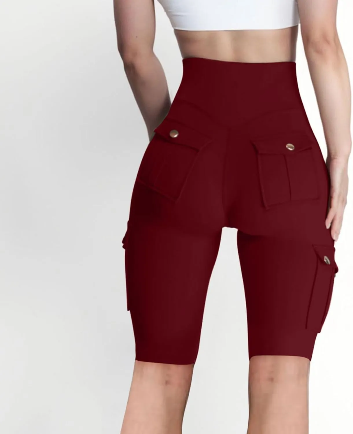 Workout Shorts Women with Pockets High Waisted Tummy Control Cargo Shorts Butt Lift 4-Way Stretch Athletic Shorts