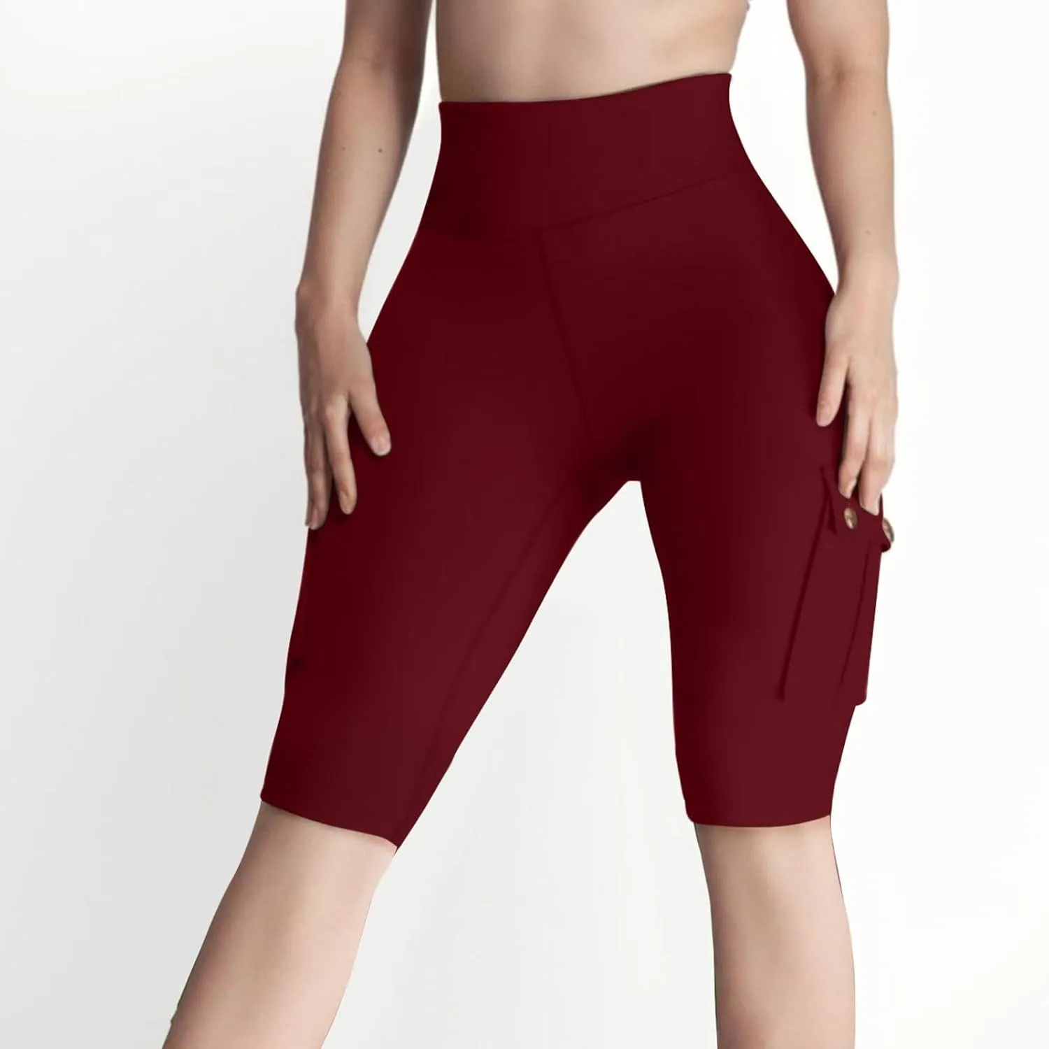 Workout Shorts Women with Pockets High Waisted Tummy Control Cargo Shorts Butt Lift 4-Way Stretch Athletic Shorts