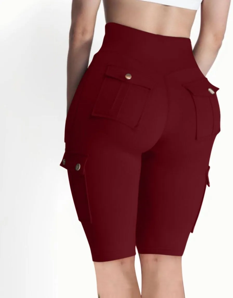 Workout Shorts Women with Pockets High Waisted Tummy Control Cargo Shorts Butt Lift 4-Way Stretch Athletic Shorts